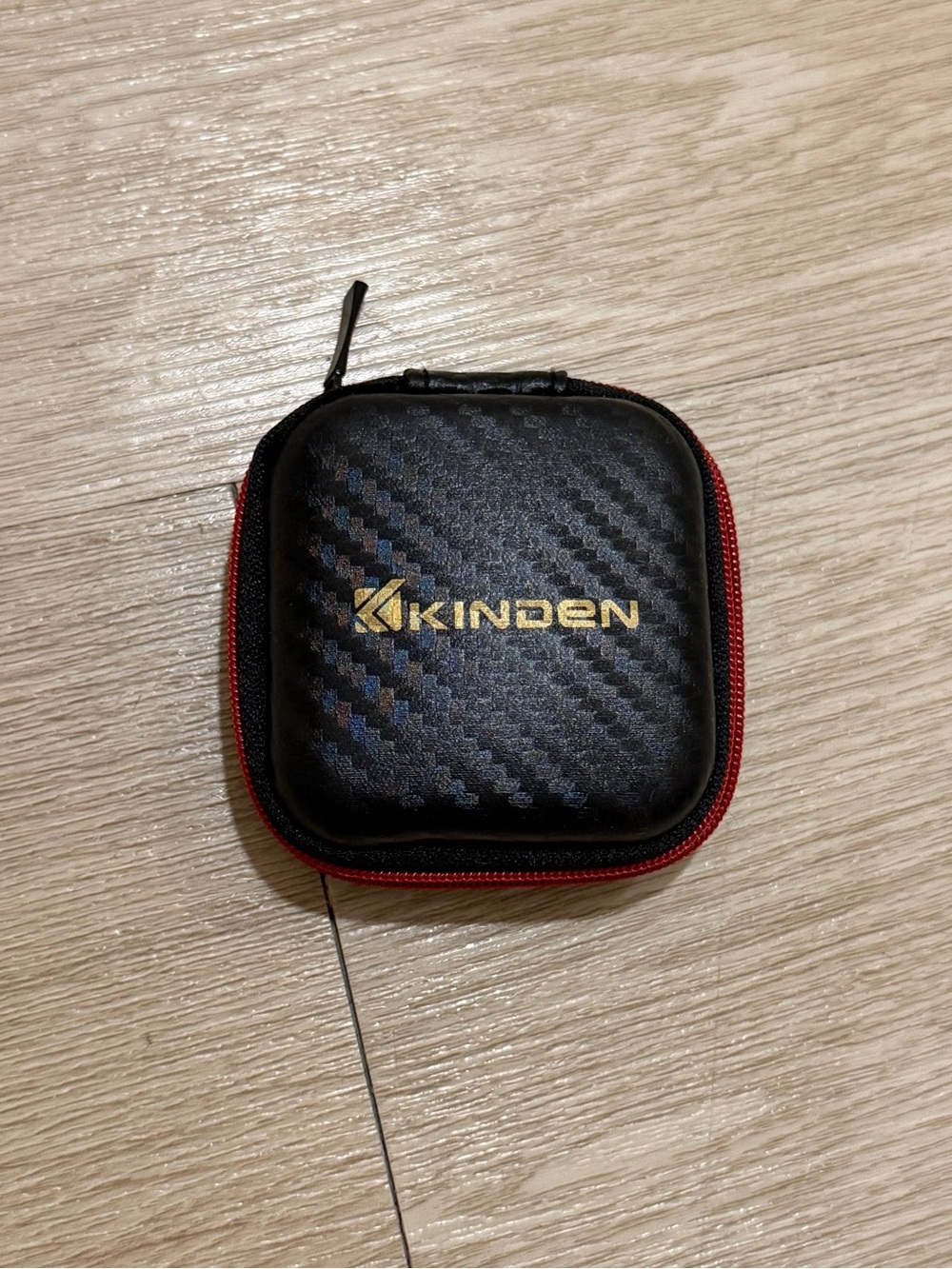 Kinden Case ONLY for Earbuds/Headphones Black & Red Zipper 3” Hard Storage Case